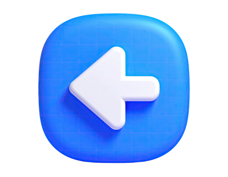 A white, rounded arrow pointing left, on a blue, rounded square with grid