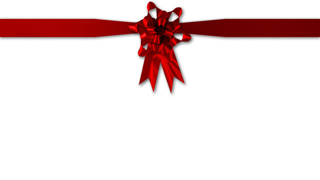 PNG. TrasparenteIllustrazione 3D. Natale. Nastro e fiocco per confezione pacco regalo natalizio con sfondo trasparente.