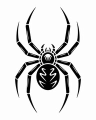 Black Spider on White Background – Minimal Vector Illustration