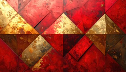 Red and gold angular tile pattern