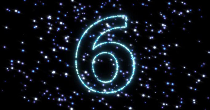 3D Particle Countdown Number Animation. Futuristic Digital Countdown Video. 3d render footage.