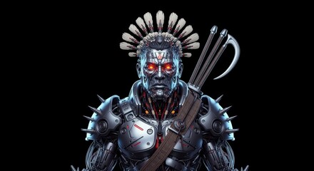 Portrait of a Cybernetic Tribal Warrior