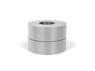 Cold rolled strip steel isolated on white background. 3d illustration.