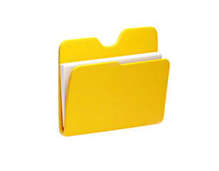 Vibrant yellow file folder holds white papers against a stark black background