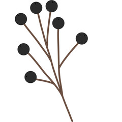 Black Christmas Berry Clipart, Dark Holiday Illustration 