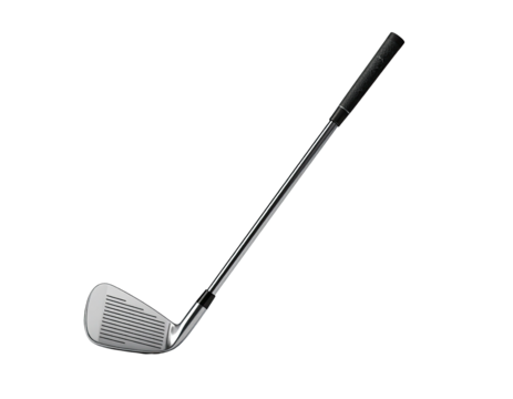 Angled close-up of a golf club isolated on a black background