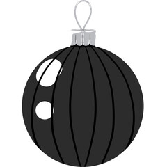 Black Christmas Ornament Ball Clipart, Dark Holiday Illustration 