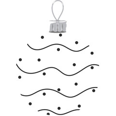 Black And White Christmas Ornament Clipart, Dark Holiday Illustration 