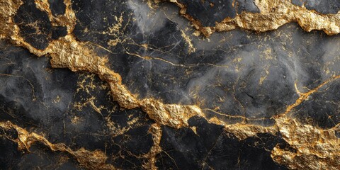 Elegant Black Marble with Gold Veins for Luxurious Background and Textures in Design Projects