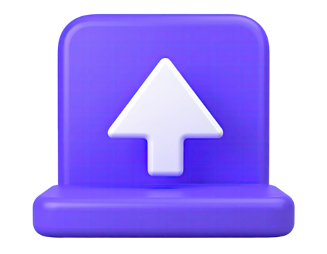 A 3D-rendered, purple rectangle with a white arrow pointing upwards