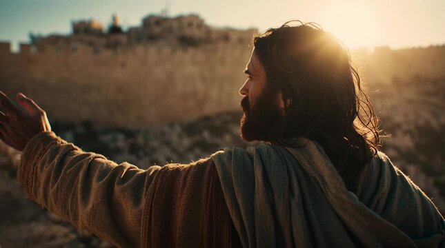 An apostle and prophet preaches repentance to Judea, near Jerusalem. A biblical image depicting a historical theme. A religious concept.