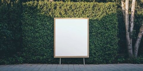 white blank screen sandwich board placed outdoor.