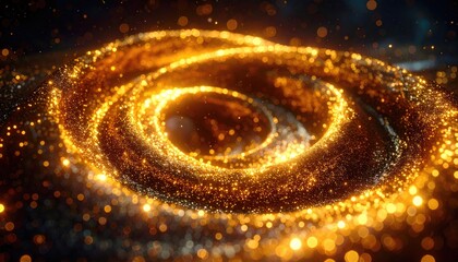 Golden spiral of sparkling particles