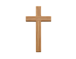 Simple Wooden Cross Isolated on Transparent background for Faith Themes
