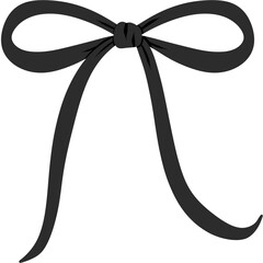 Black Christmas Ribbon Bow Clipart, Dark Holiday Illustration 