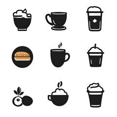 Obraz premium Simple beverage and food icons set on transparent background