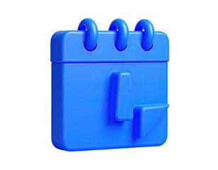 3D rendered blue calendar icon shows the fourth date, with a black background