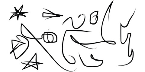Hand-drawn sketch vector illustration of a cartoon fish icon silhouette for coloring book design