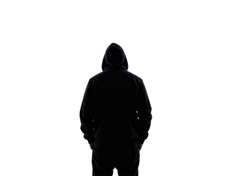 Mysterious Figure Standing in Shadows with Hoodie and Transparent background