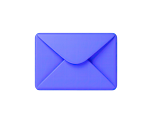 3D rendering of a glossy, lavender colored envelope against a black background