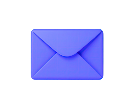 3D rendering of a glossy, lavender colored envelope against a black background