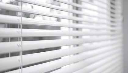 Close Up of White Venetian Blinds Providing Privacy and Light Control in a Home or Office Setting Minimalist Design