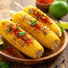 Grilled corn on the cob with seasonings