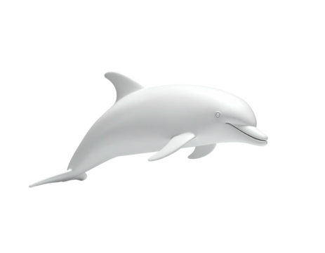 Smooth, gray, three-dimensional dolphin with shadowed features on black