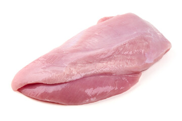 Raw Turkey Breast Meat, isolated on white background