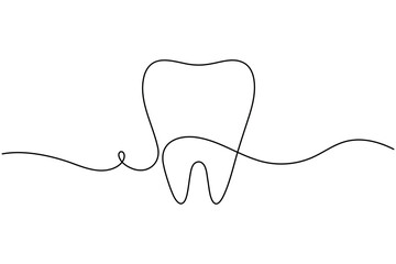 Dentistry teeth continuous one line drawing minimalist clean smile healthy dental vector illustration