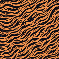 Wild tiger skin vectand illustration highlighting textured fur stripes, ideal fand artistic wallpapers, fabric patterns, and tile surfaces.