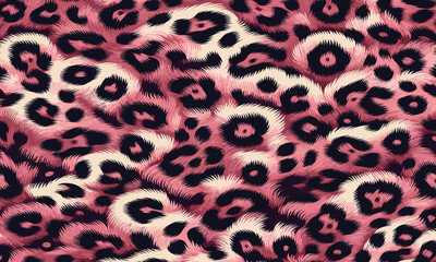 Modern pink leopard pattern with soft realistic fur texture, perfect for fashion fabric, stylish wallpaper, and camouflage background.