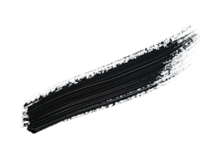 Bold diagonal brushstroke of black paint against a stark, black background