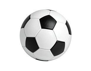 Fototapeta premium A classic black and white soccer ball isolated on a solid black background