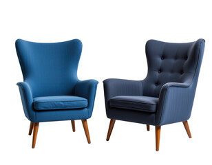 Fototapeta premium Elegant Blue Armchairs with Modern Design and Wooden Legs