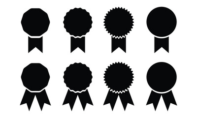 Medal set with ribbon. Award badge icon set. Winning award. Vector illustration
