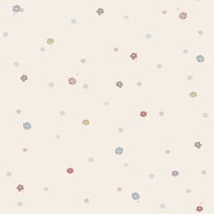 Minimal colorful little flowers with cream wallpaper.