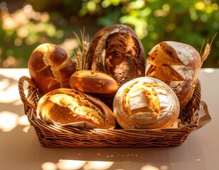 Artisan bread arranged in a basket