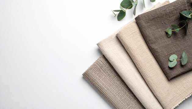 Fabric samples with sprigs on white