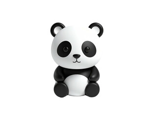 Naklejka premium Adorable cartoon panda bear with black and white fur sits facing forward
