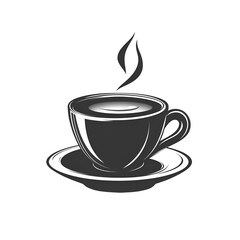 Obraz premium Simple grayscale teacup and saucer graphic design element