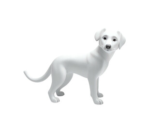 Fototapeta premium A digitally rendered, solid-white dog, poised and looking forward on black