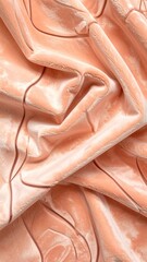 Wrinkled peachy fabric with dark lines