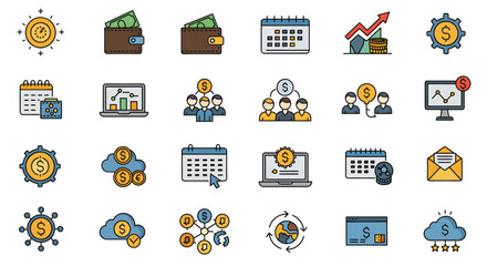 Obraz premium Financial Planning and Investment Icons Set for Business and Finance.
