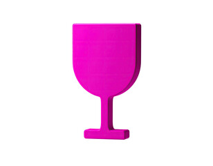 A vibrant pink, 3D rendering of a delicate goblet against a stark black background