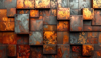 Distressed metal panels abstract