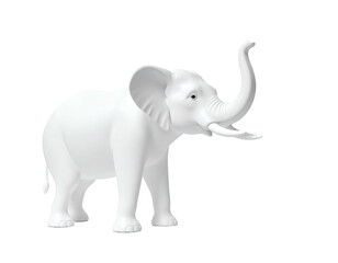 Obraz premium A smooth, all-white elephant figurine against a black background, trunk raised