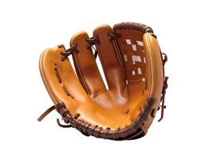 A close-up of a baseball glove, showcasing its intricate stitching and design