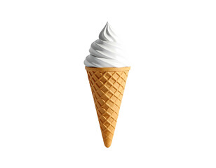 A single, pristine, soft-serve ice cream cone against a stark black background