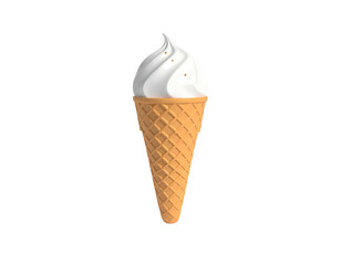 A delicious ice cream cone, vanilla soft serve, against a solid black background